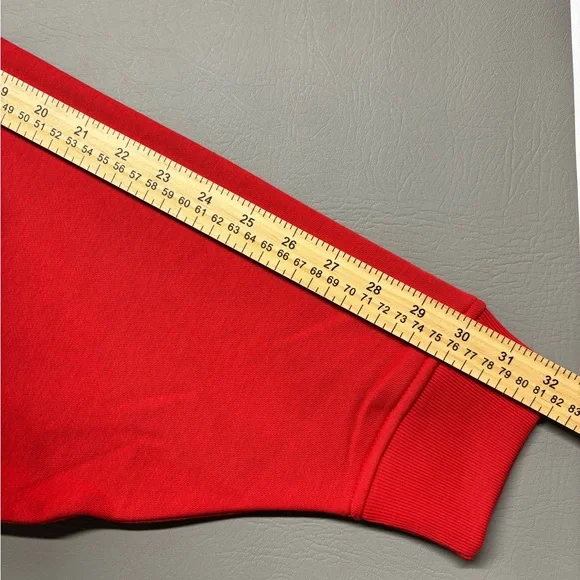 ✨Adidas Women's ESS CREW FL Red Sweatshirt Size L - Picture 10 of 11